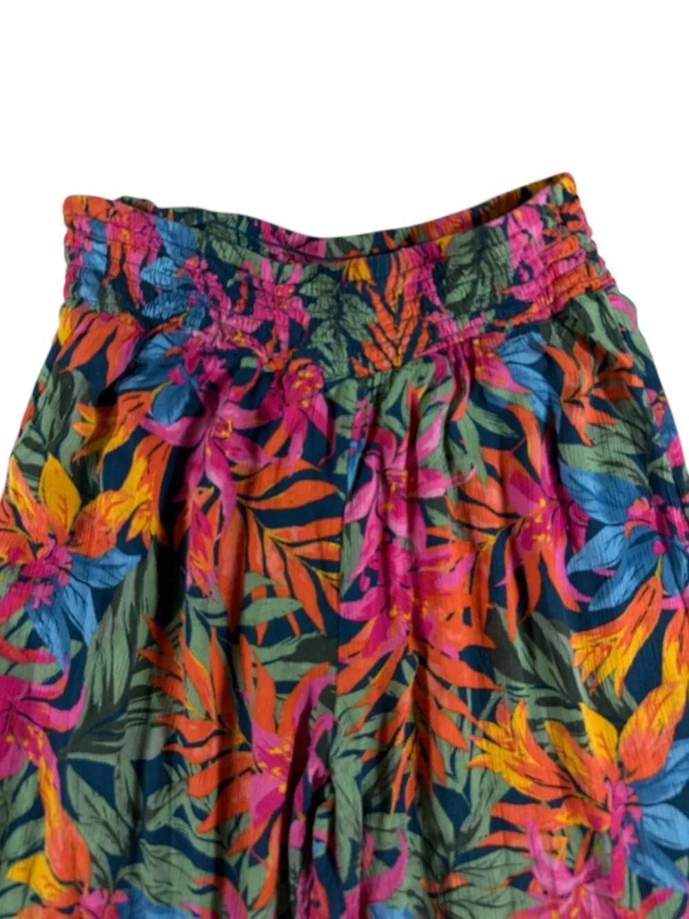 Women's Tropical Floral Wide Leg Pants Size M Boho Vacation Resort